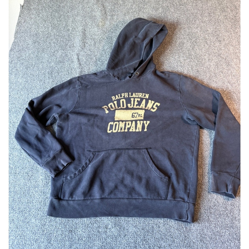 Polo Jeans Co Ralph Lauren Mens Large  Graphic Fleece Hoodie 67RL Vintage‎